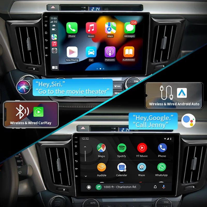 KLYDE 9/10/12 Inch Touch Screen Android 13 Car Radio QLED/IPS 1280*720 GPS Navi Stereo Audio 2DIN Multimedia Player