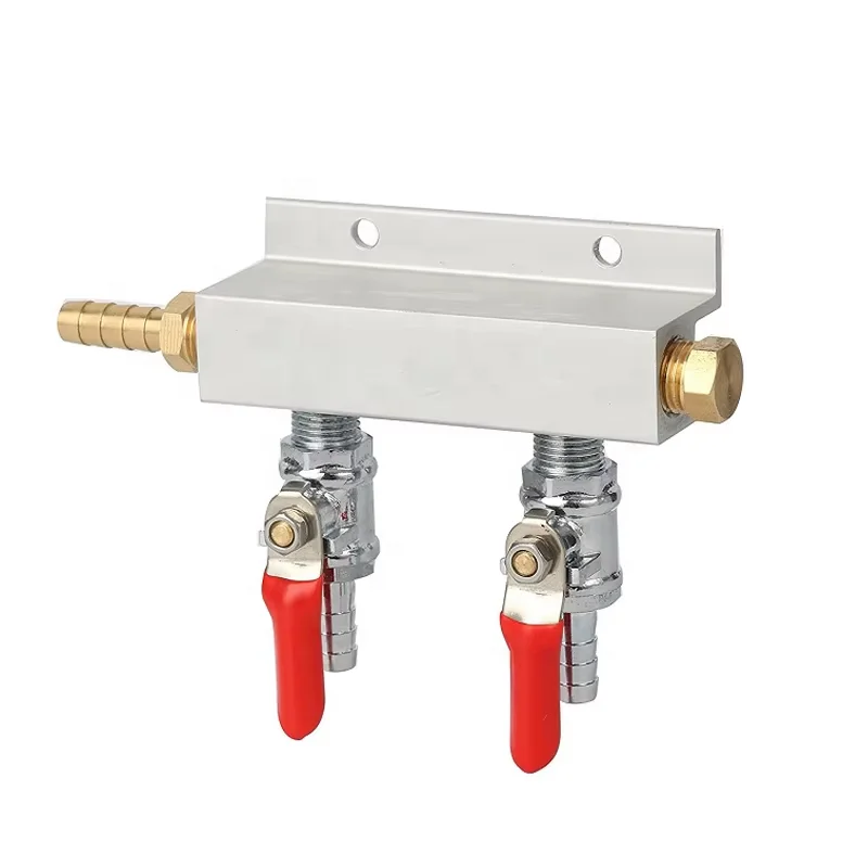 2-Way CO2 Gas Distribution Manifold for Home Brewing Pneumatic Control with Check Valve and Barb General Application Equipment