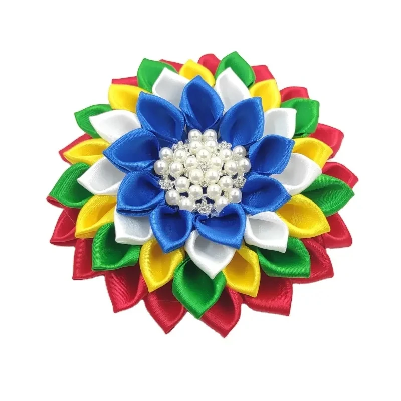 Customized Size And Color Satin Ribbon Artificial Corsage Flower Brooches Coat Pin