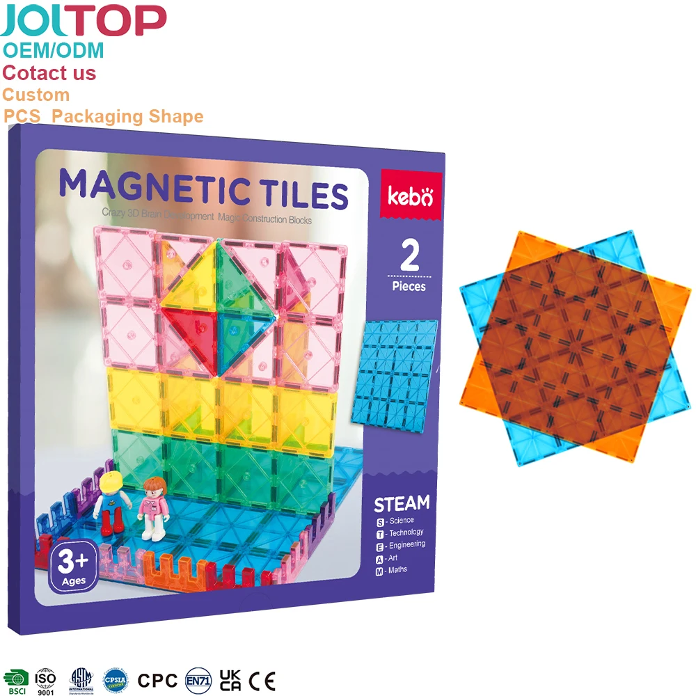 2PCS New building block toy plastic construction set educational oem odm magnetic building tiles blocks toys for kids