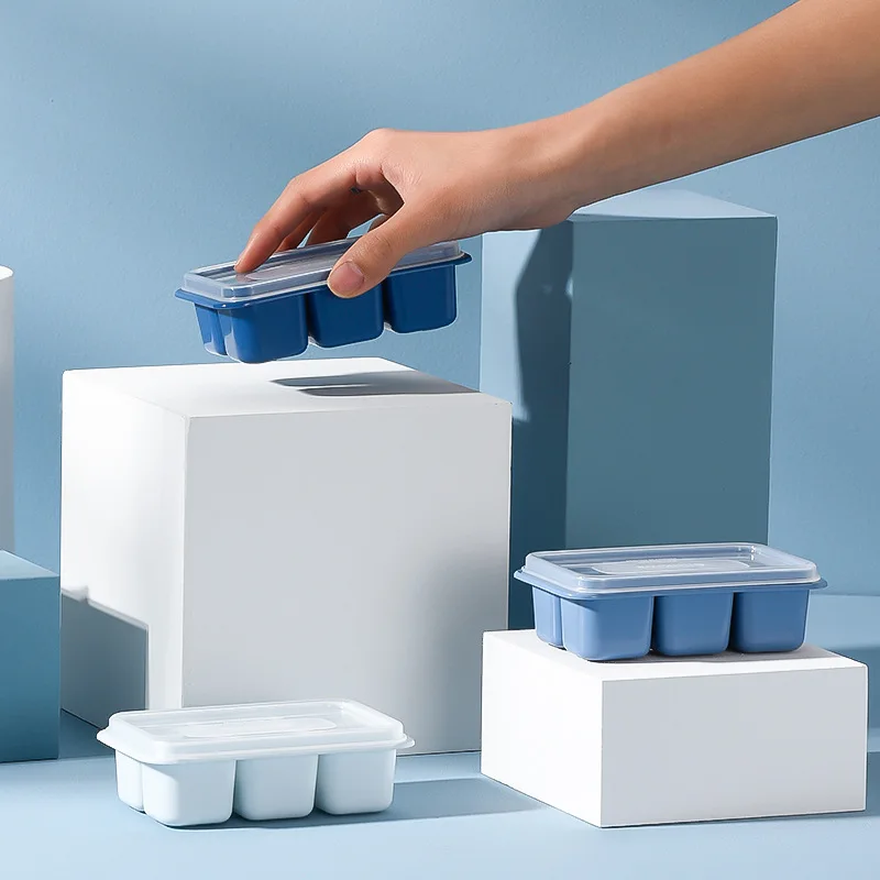 2024 cute Ice cube tray plastic ice maker mold box with square mini small ice cube molds with lid