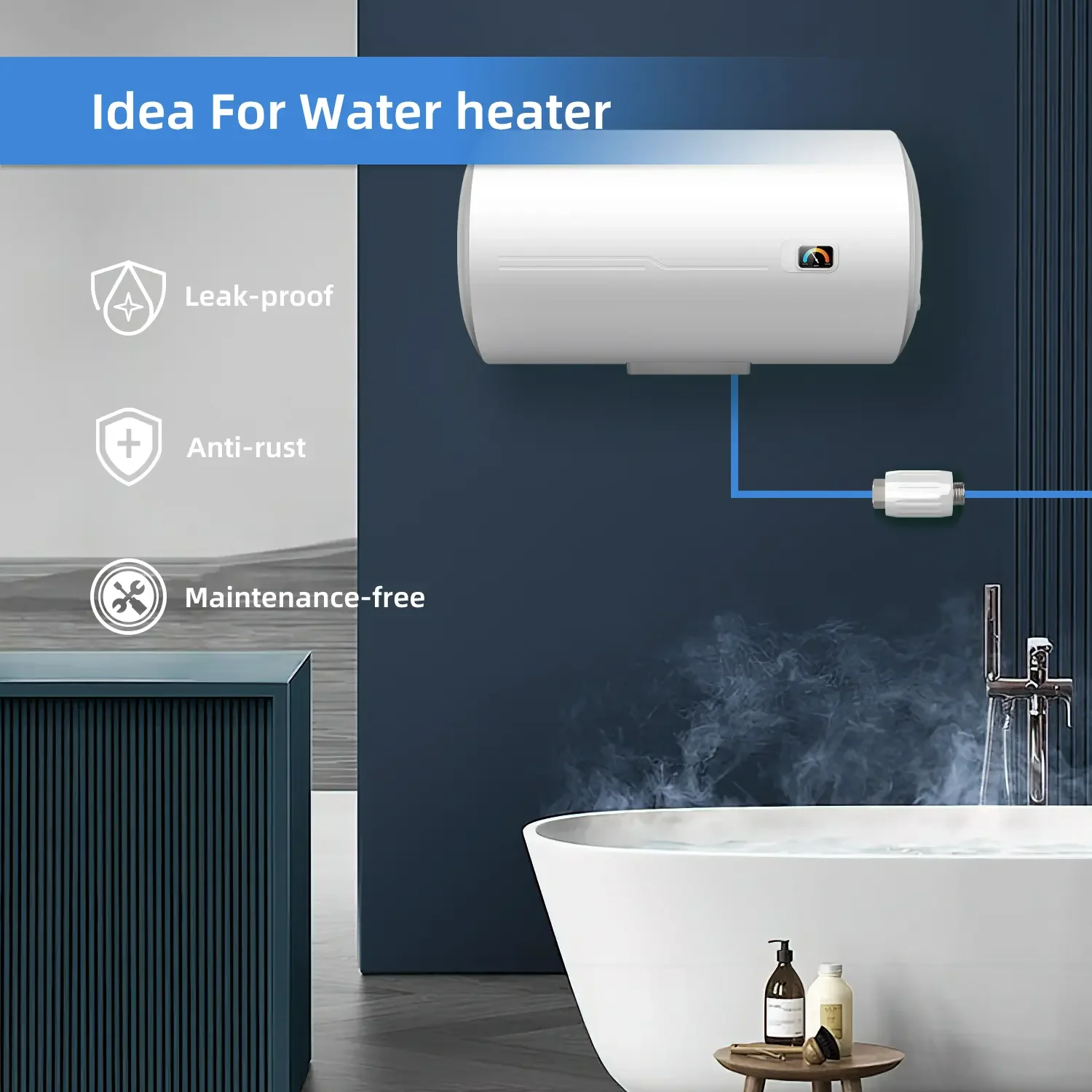 Patented SAAS End-Point Inline Scale Inhibitor Reducer Conditioner for Water Heater