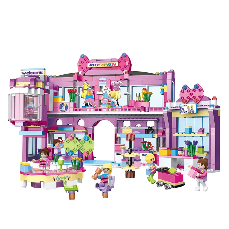 COGO 810 PCS Enlightened Fashion DIY Girls Series Shopping mall Block Toys for Kids