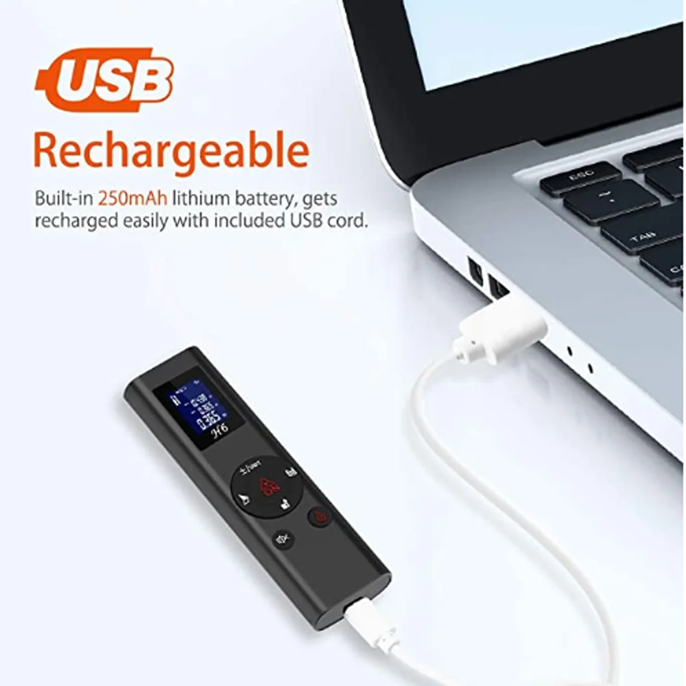 40M Smart Digital level Laser Distance Meter Range Portable USB Charging Rangefinder