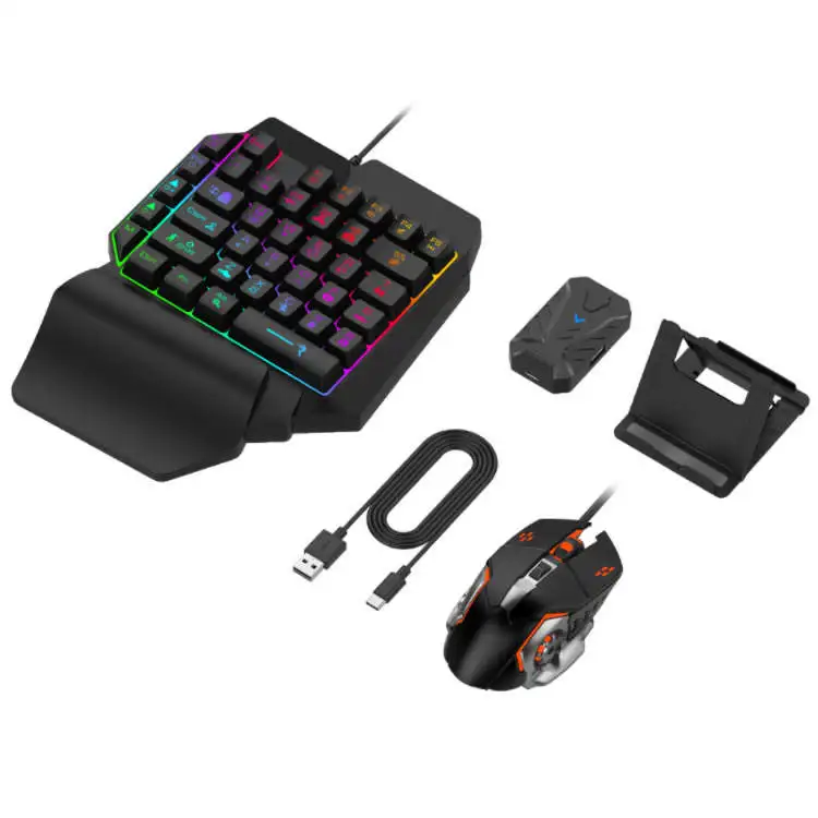 4 in 1 mobile game combo wireless converter with one-hand F6 keyboard and G2 gaming mouse for games playing