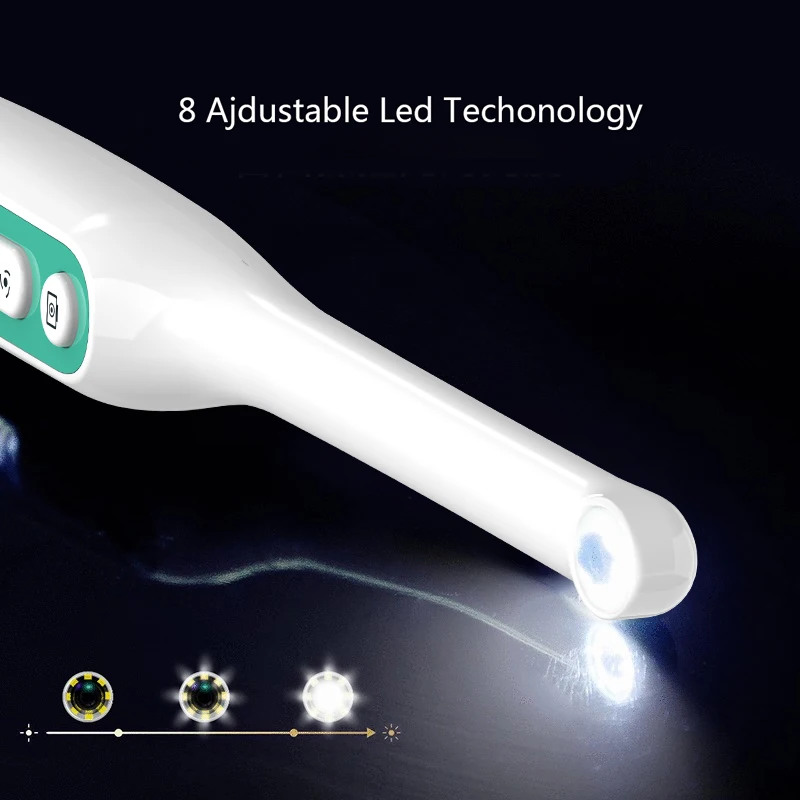 401-B Visual Endoscope Camera Dental Microscope Wireless Intra Oral Camera with 8 LED Lights Compatible with Android and iPhone