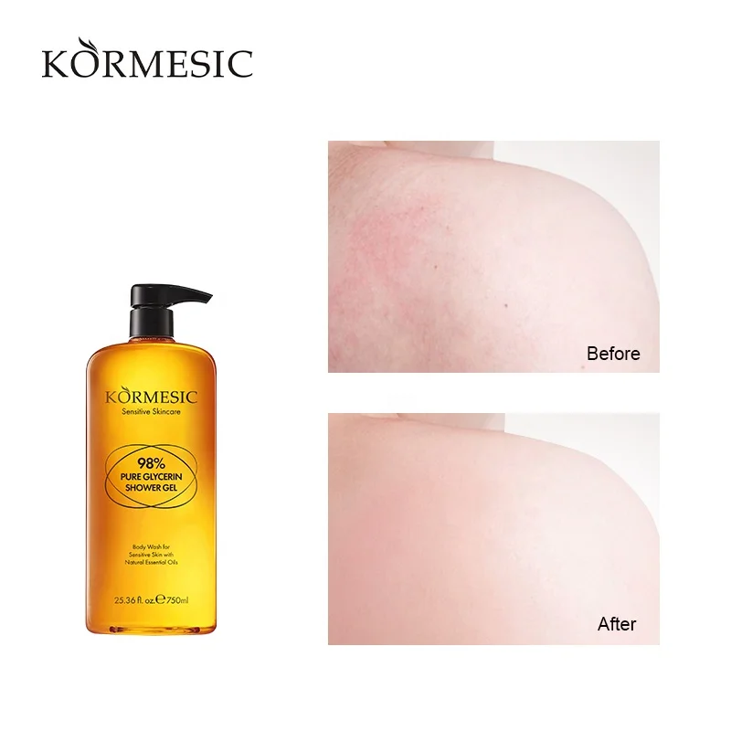Private Label KORMESIC 98% Pure Glycerin Shower Gel Body Wash For Sensitive Skin Natural Essential Oil