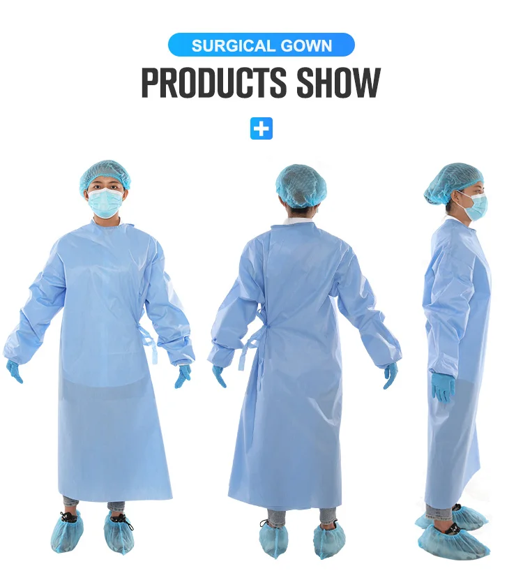 3A Medical Customization OEM Reinforced Non Woven Level 4 Disposable Long Sleeved Surgical Isolation Gown With Elastic Cuffs