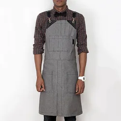 Canvas thickened printing logo printing cafe waiter overalls waist oil-proof and stain-resistant stitching apron