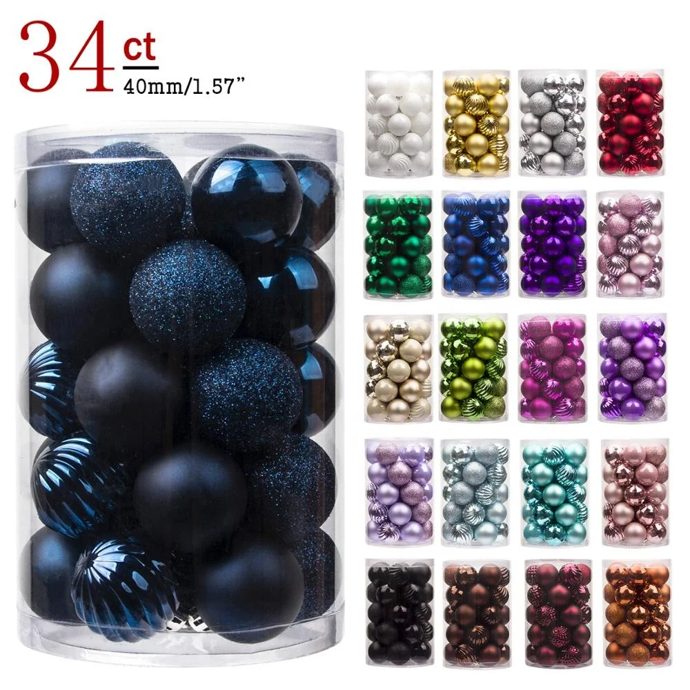 Cheap xmas tree ornament mix color 40mm 60mm 80mm 100mm glitter shiny matte blue plastic christmas ball