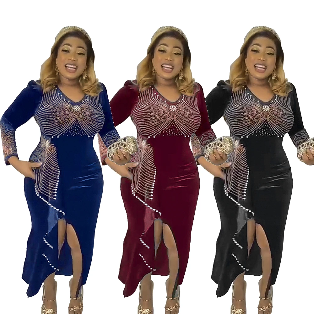 H & D Velvet Dress Luxury Evening Dress Long Dress for Party and Wedding