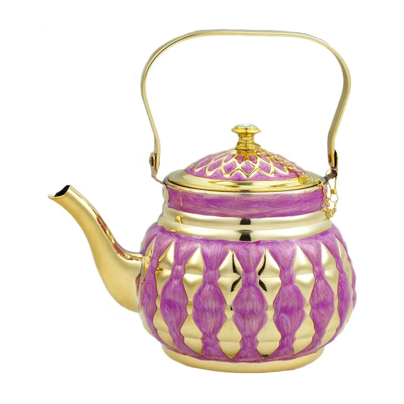 2021 New product Decorative Saudi Arabia Stainless Steel Tea Pot  Kettle Turkish Teapot 0.9/1.3/1.6/1.8L
