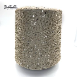 Cheap price fashion polyester sequins yarn fashion flax sequin yarn black white basic color sequin yarn