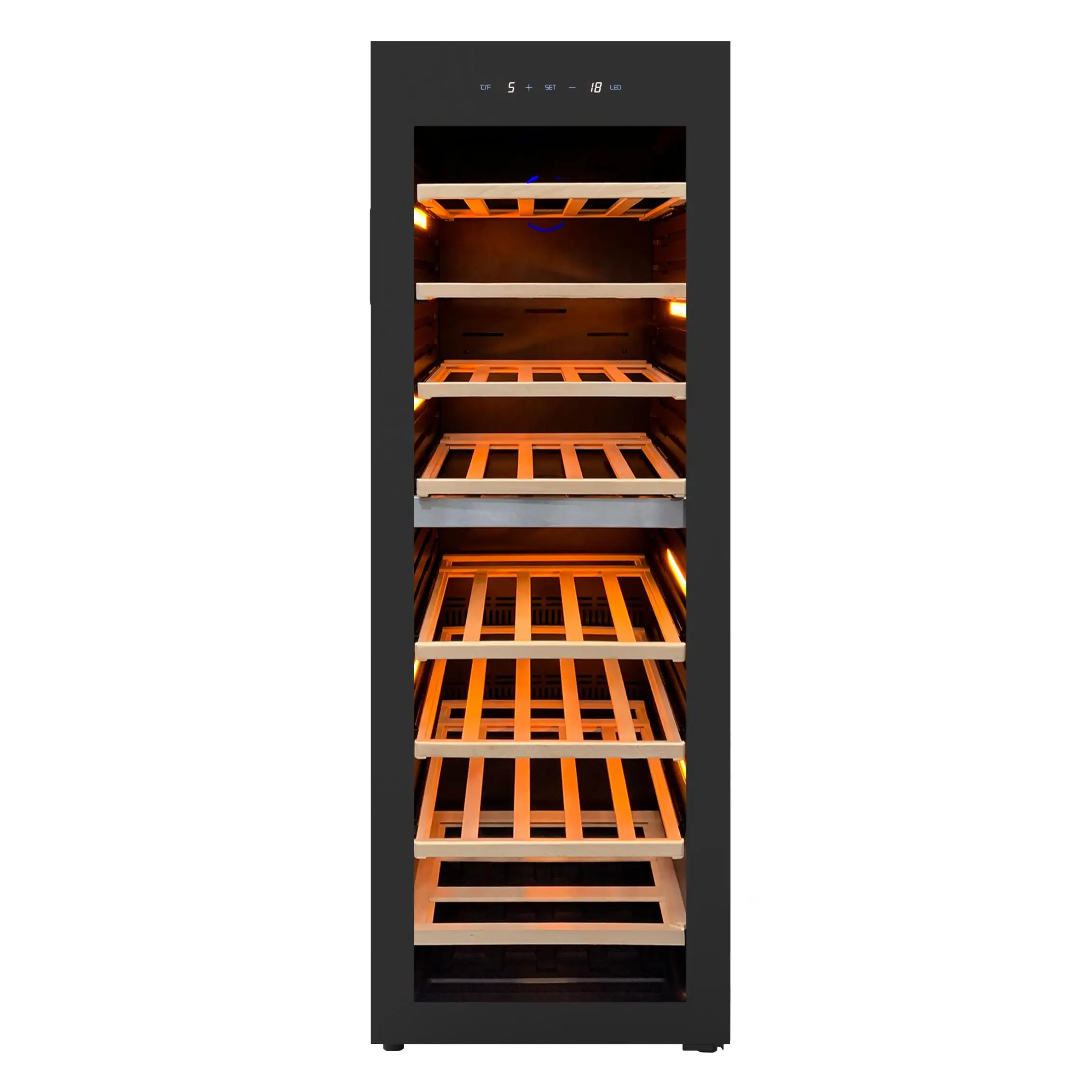 Electronic Control Double Zones Glass Door 212 L 77 Bottles Showcase Wine Fridge Wine Cooler Wine Cellar