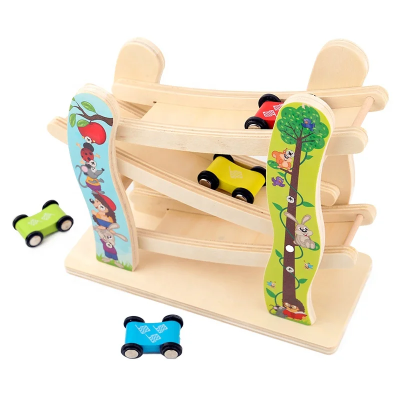 Educational Toys Bassha Der Kelana 2023 Car Wooden Toys Classic Ramp Sliding Cars Kids Tricycle For Children
