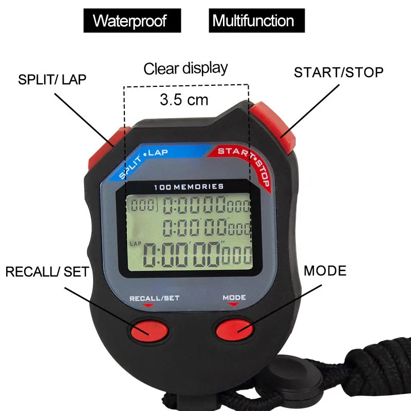 Stopwatch Sports Timer Waterproof Digital Timing Watch