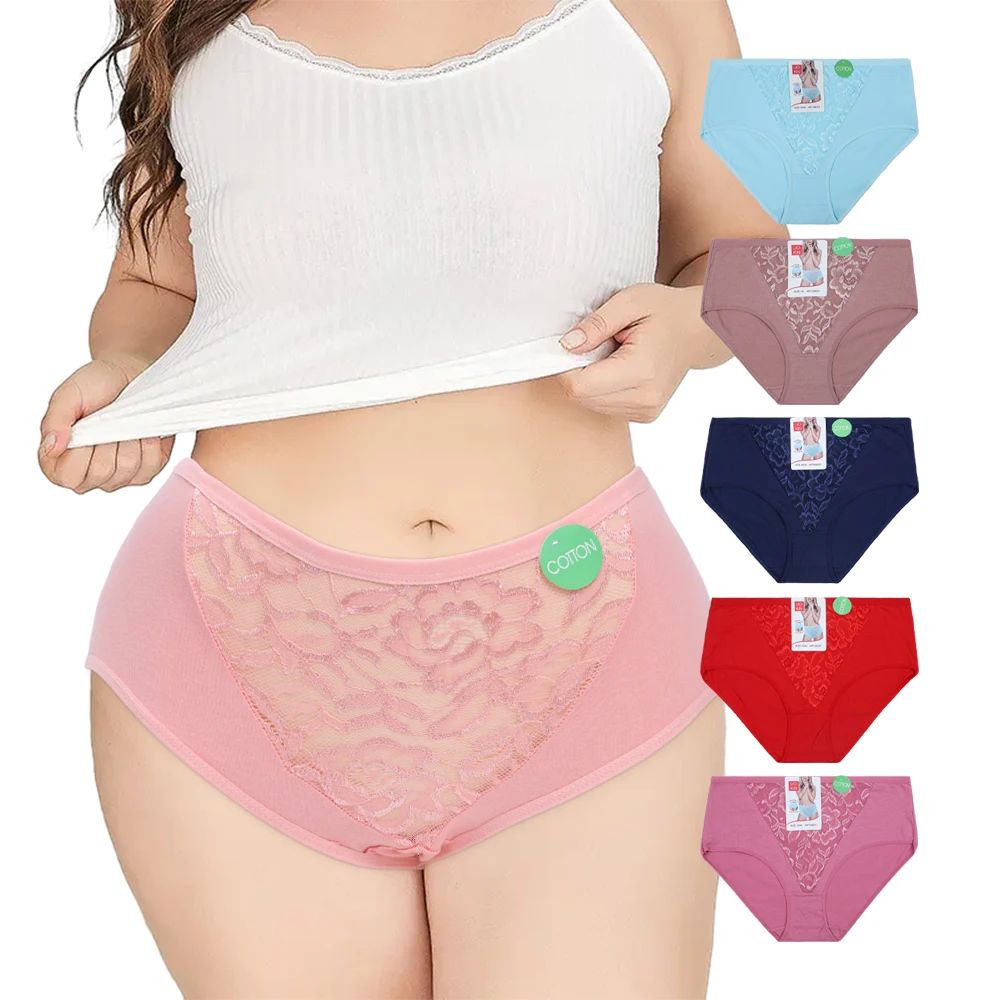 Wholesale UOKIN mix women lace cotton panties underwear plus size fat women panties A8227
