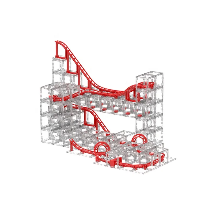 DesignNest MagnetCube Clear Modular Magnetic Marble Roller Coaster Building Magnetic Blocks for kids advanced pack