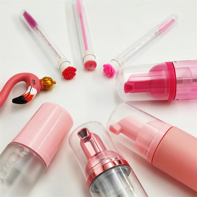 Oil & Tear Free Vegan Eyelash Extension Shampoo Safe Custom Private Logo Lash Bath With Eyelash Cleaner Brushes