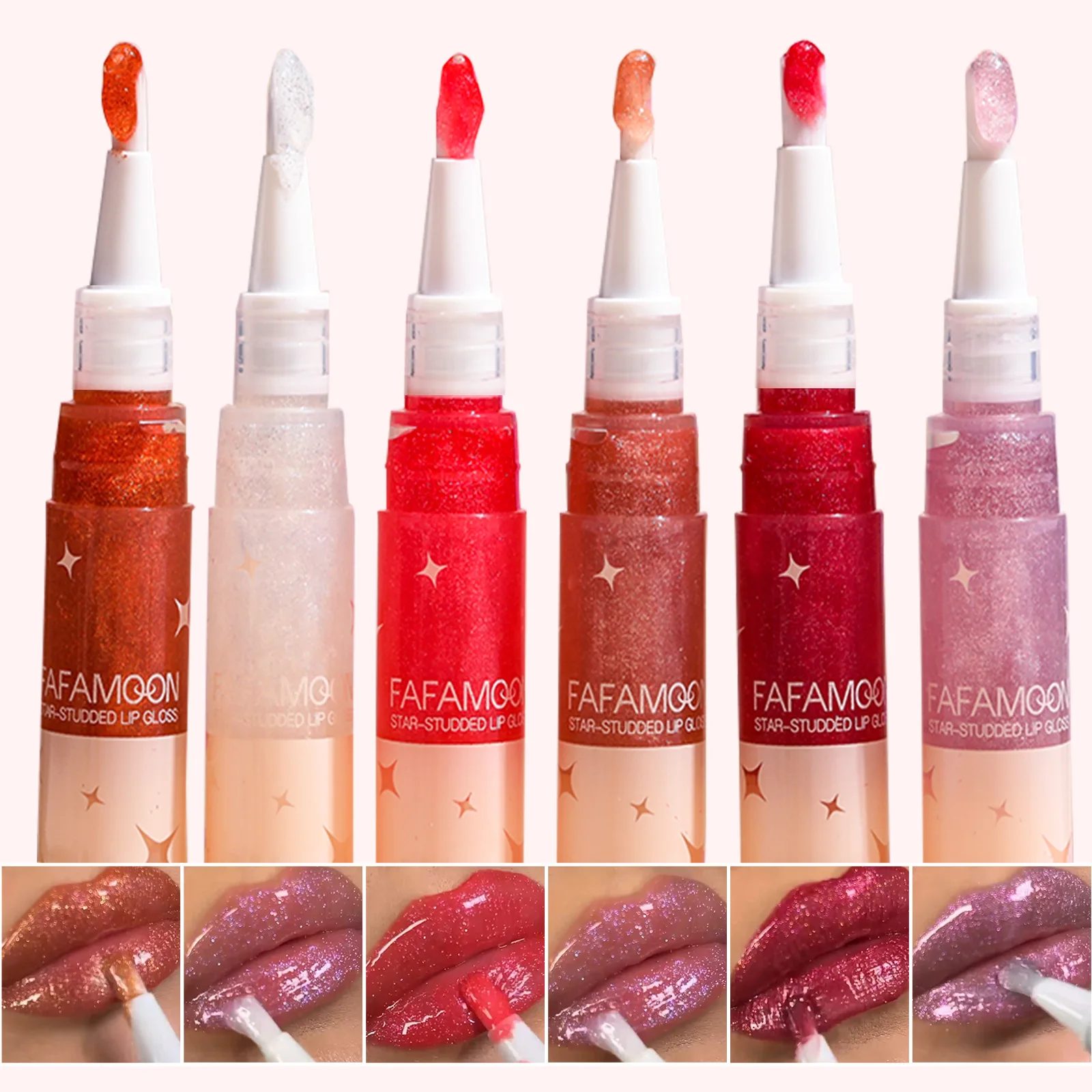 Liquid Shimmer Waterproof Long Lasting Glitter Moisturizing Nourishing Lip Gloss Pen Nylon Brush Lip Glaze