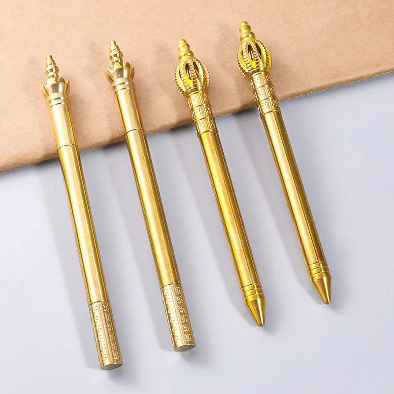 New Creative Magic Wand Wand Pure Copper Water-based Signature Pen Gift Temple Buddhist Scriptures Brass Pen