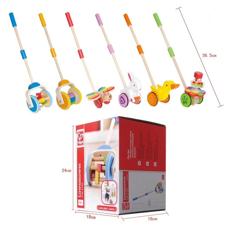 Kids Push Animal Toys Gifts  Rolling Animal Christmas Walk Along Toddler Wooden Pull Toy for Boys & Girls