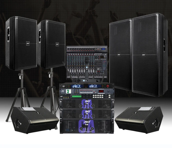 Set of 2 single 15 inch high matching set hifi audio system mini system