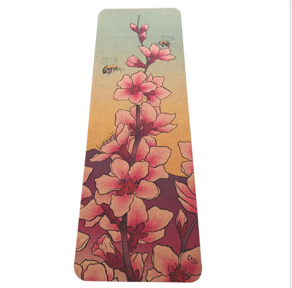 natural  custom design high quality eco friendly black 6mm tpe cork yoga mat