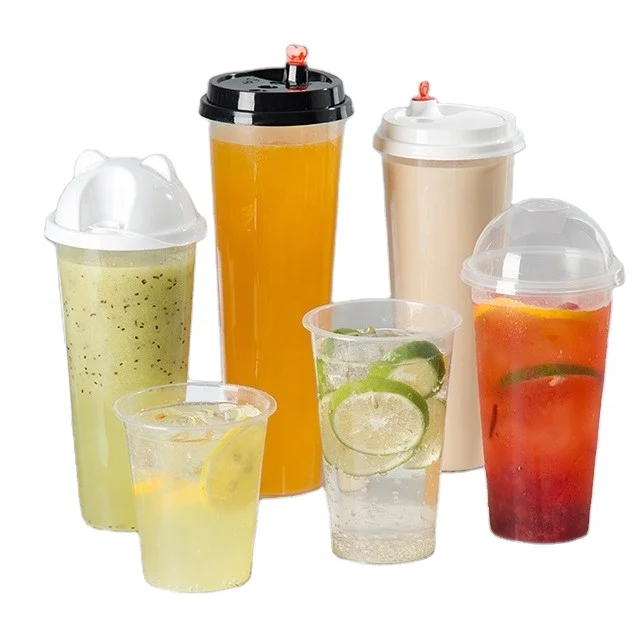 750ml PP Cup Milk Tea Beverage Cups Disposable Coffee Clear Plastic Cup With Lid