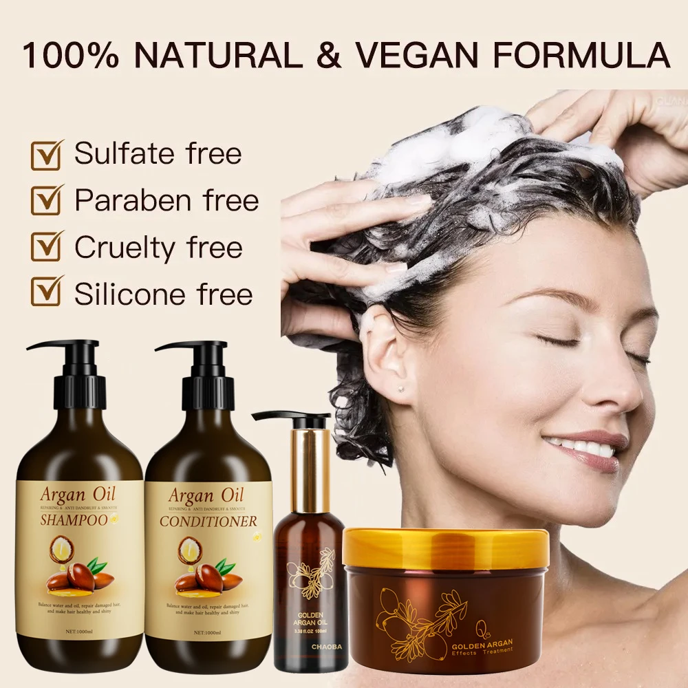 Private Label African Curly Hair Care Set Product Argan Oil Hair Shampoo and Conditioner