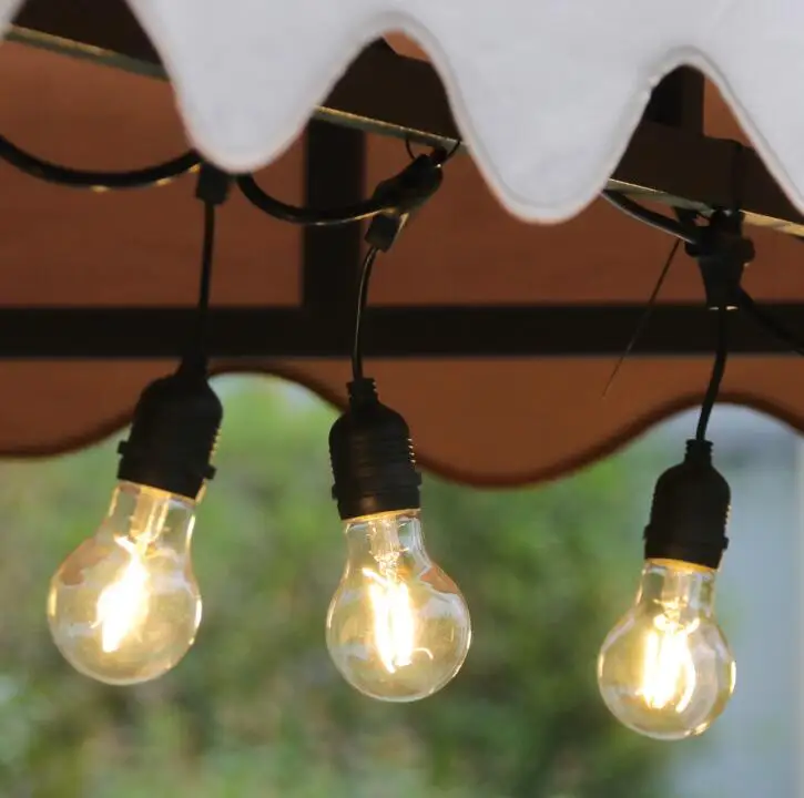 S14 string light 10m with 15 led bulb 1w 110v us plug Waterproof Wedding Patio Holiday Garden Outdoor Cafe Festoon String Light