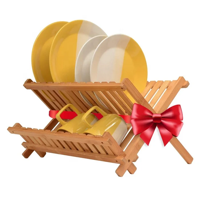 Высококачественная бамбуковая подставка для миски-компактная складная подставка для миски, кухонная подставка для доски, складные бамбуковые тарелки