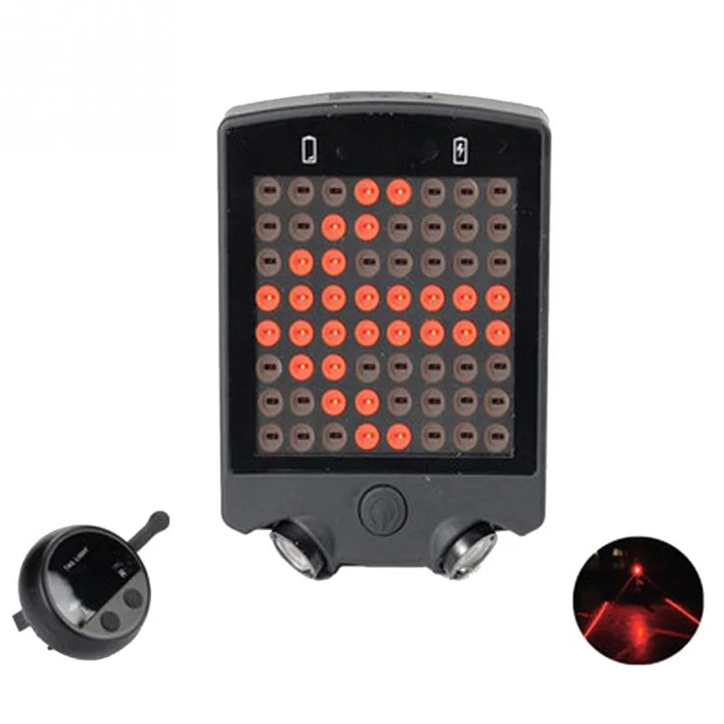 64 LED Bicycle Rear Tail Light USB Rechargeable Wireless Remote Control Bike Turn Signals Safety Warning Light