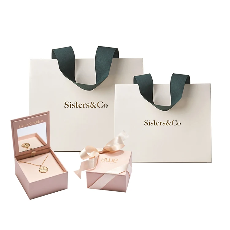 Custom Logo Printing Luxury Small Pink White Fashion Shopping Retail Gift Paper Bags With Ribbon
