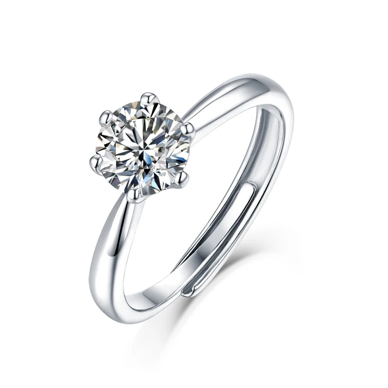 Модные Классические шесть коготь из золота 18 карат 2ct 925 стерлингового серебра обручальные кольца Регулируемый муассанит кольцо с бриллиантом