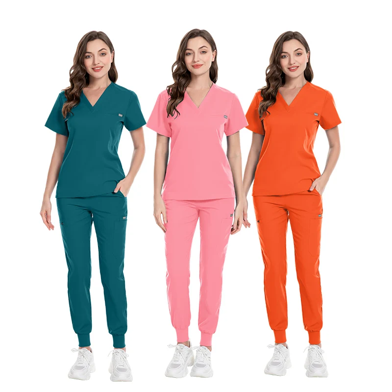 2024 Best Selling OEM Exquisite V Neck Hospital Medical Scrubs Uniform Nursing Suits For Women Men Wholesale