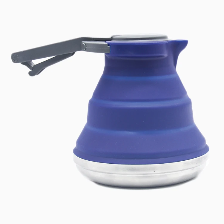 
Hot selling low moq metal silicone foldable portable backpacking water storage kettle 