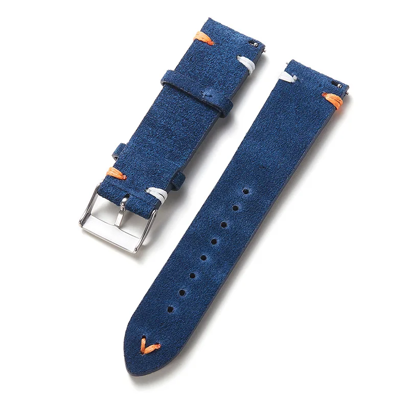 Personalized Matching Color Stitching Leather Velvet deerproof Suede Watch Strap Switch Quick Release Watch Bands Wholesale