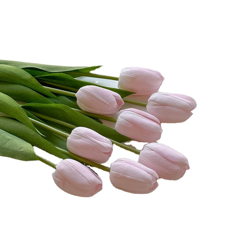 Artificial Tulips Flowers Holland PU Tulip Bouquet Latex Real Touch Pink Tulips for Wedding Party Office Home kitchen Decor