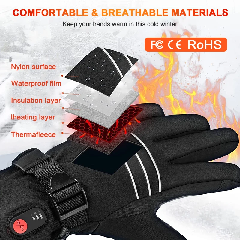 USB Rechargeable Heating Gloves Winter Touchscreen Women and Men Warm Gloves for Motorcycle Fishing Hiking Cycling Skiing