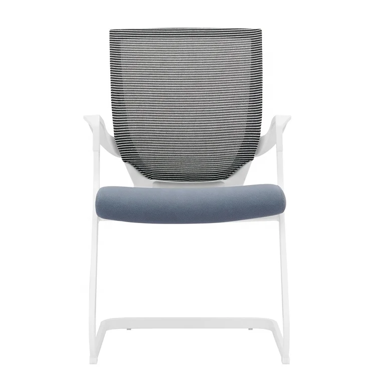 Белый стул для встреч, сетчатый стул для посетителей, средняя спинка с креплением для саней