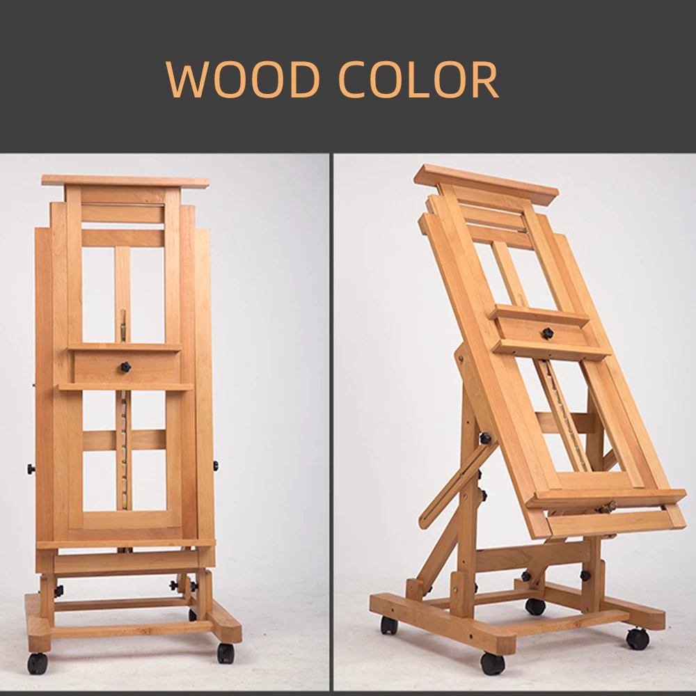 Multifunctional Artist H-frame Floor Easel Beech Wood Easel Stand For Drawing Sketch Display Racks