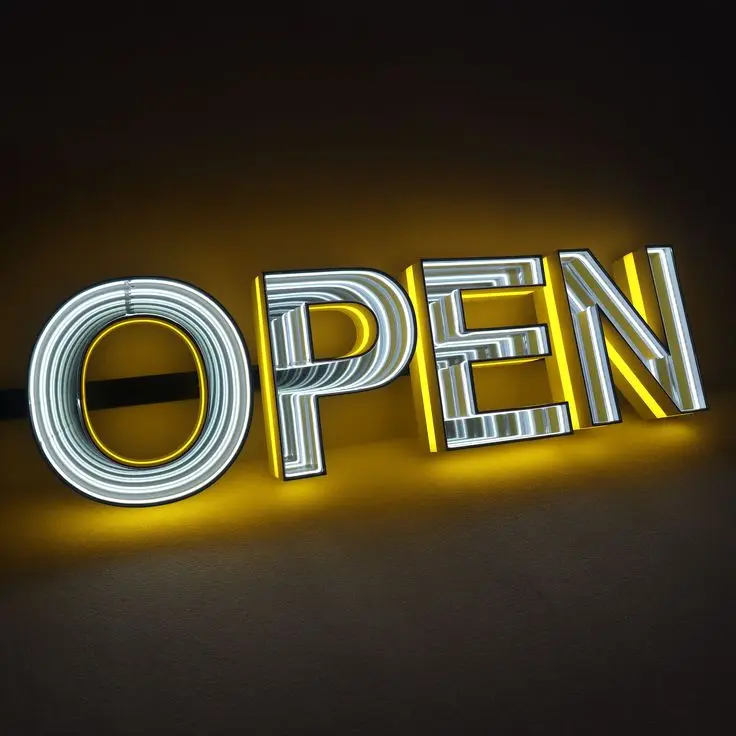 Custom infinity wall mirror infinite sign 3D Led letter sign led wall mirror Mirror electronic sign