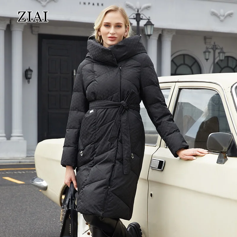 Winter New Long Thick Padded Coat High Quality Printed Fabric Coat Fashion Casual Belted Jacket Wholesale