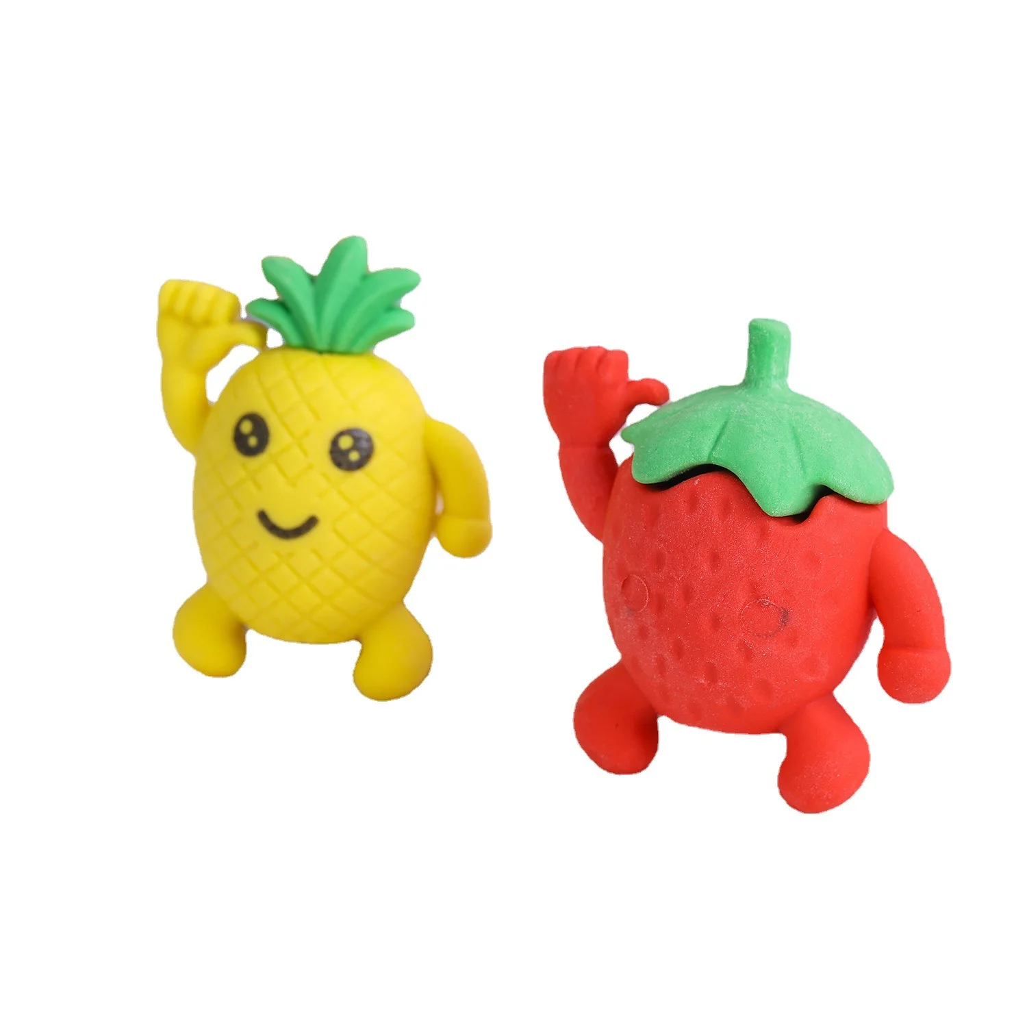Kid Cartoon Cute Eraser Sets fruit and vegetable eraser With Smile Print  Fruit Pineapple Shaped 3D Erasers