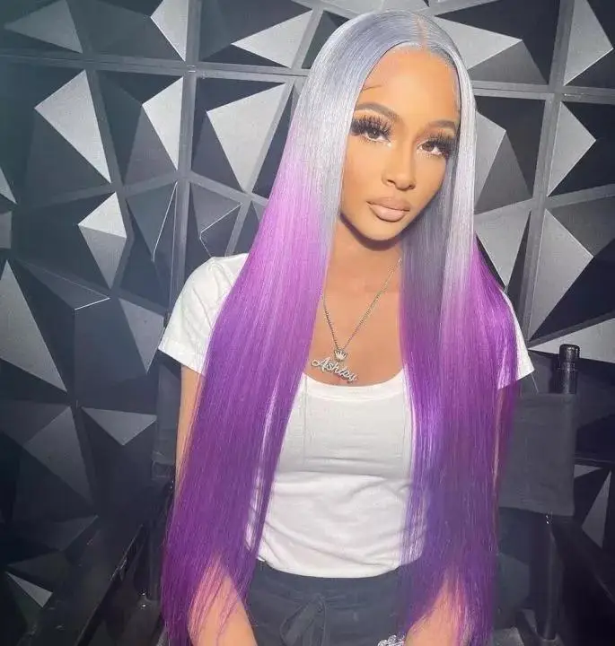 Pre Plucked natural hairline with baby hair colorful Synthetic Lace front hair wig for Women