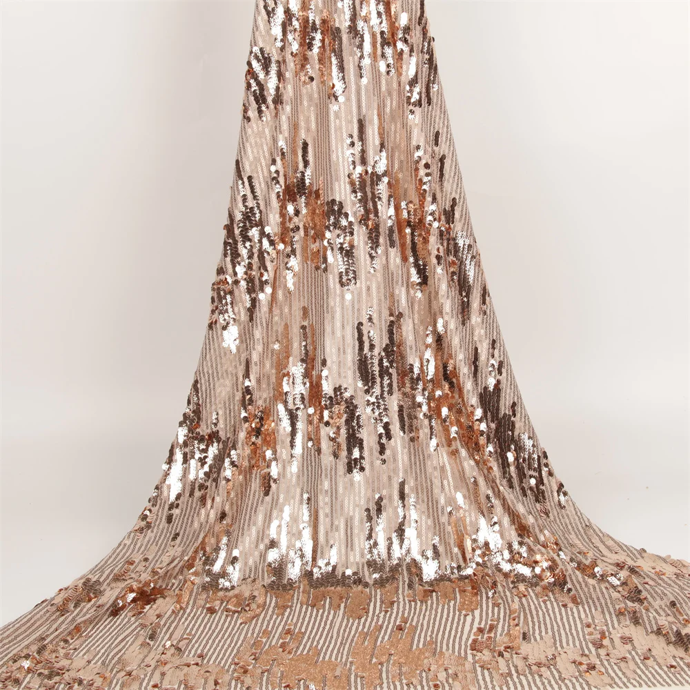 Free Samples Lace 3mm+5mmSequins Embroidery Tulle Floral Embroidered Net Fabric Wholesale Sequin Lace Fabric