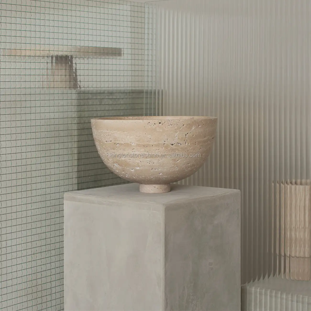 New Silver Travertine Bowl Natural Stone Food Container Table Top Storage Tray Fruit Salad Bowl Nodic Travertine Fruit Bowl