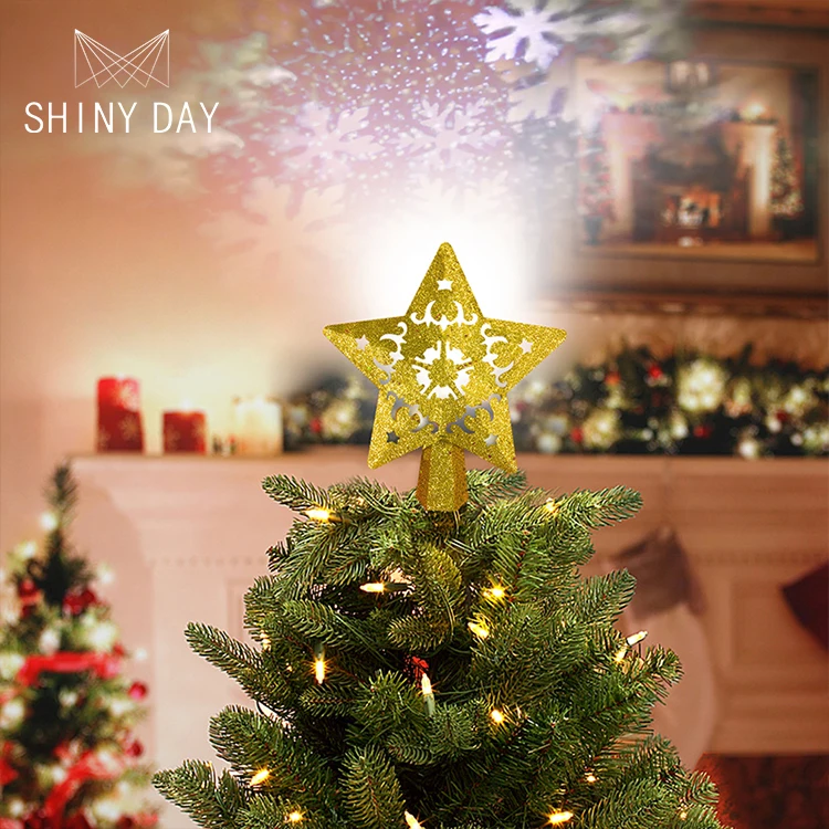 Wholesale 3D Whirling Christmas Tree Decoration Light Gold Blue Silver Star LED Projection Lamp