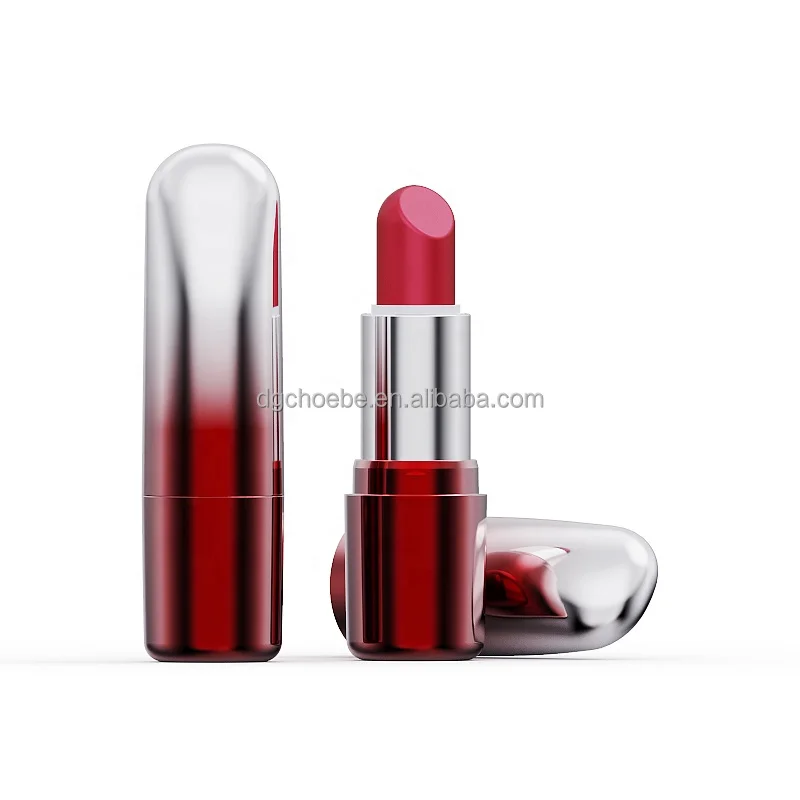China Custom Factory Price Custom Luxury Makeup Packaging Gradients Red Silver Cosmetic Container Pen high end Lipstick Tubes